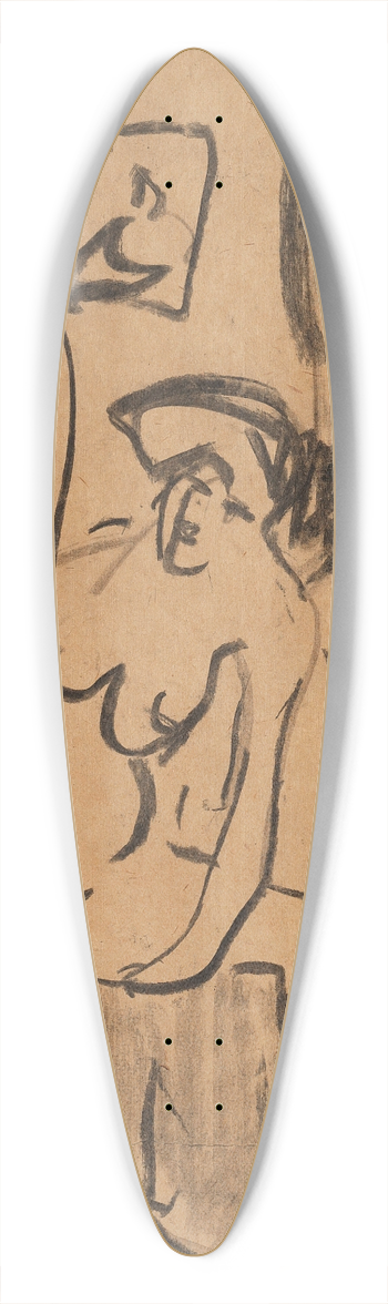 Ernst Ludwig Kirchner - Badendes Paar im Atelier 39.3 inch art pintail longboard deck