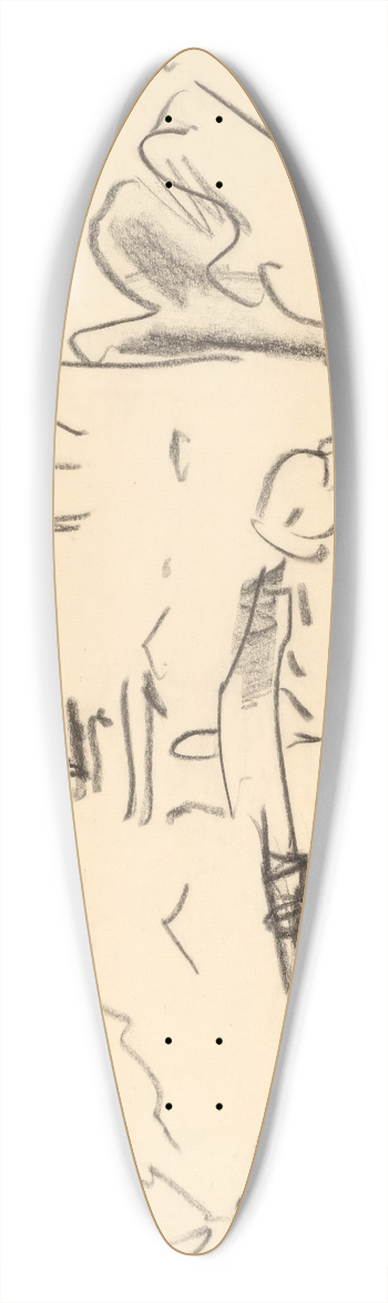 Ernst Ludwig Kirchner - Houses in Dresden with People Strolling 39.3 inch art pintail longboard deck