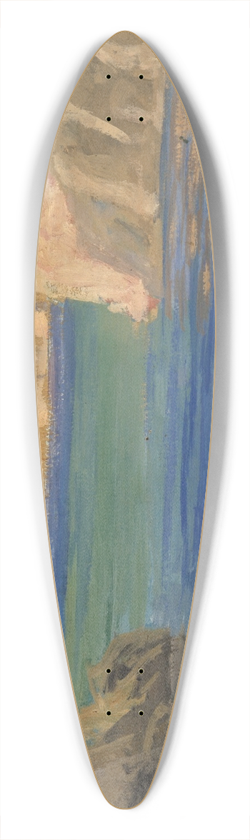 Ernst Schiess - Rocky Bay with Two Seated Figures 39.3 inch art pintail longboard deck