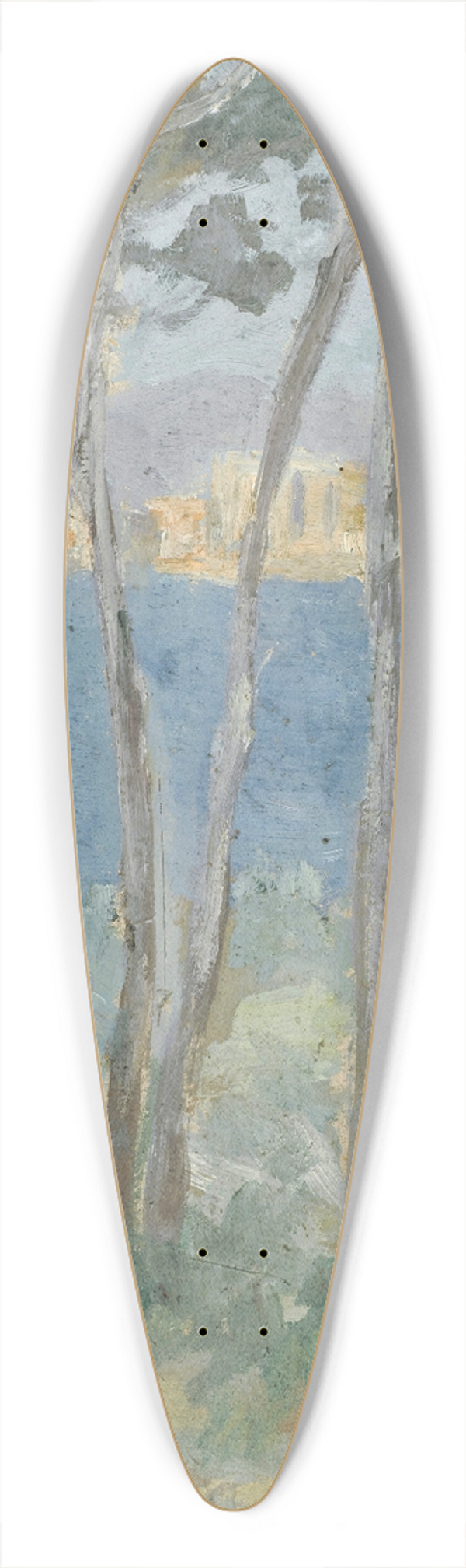 Ernst Schiess - View on a Bay at the Sea toward a City in the South 39.3 inch art pintail longboard deck