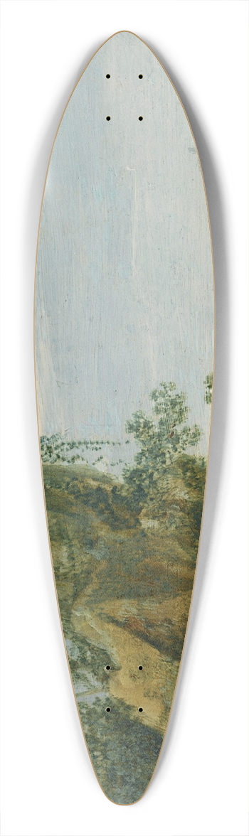 Esaias van de Velde - A Rocky Landscape With Travellers And A Horseman On A Path, A View Of A Town In The Distance 39.3 inch art pintail longboard deck
