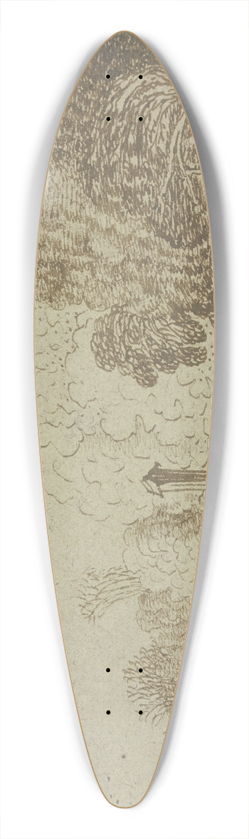 Esaias van de Velde - Road leading to a village 39.3 inch art pintail longboard deck