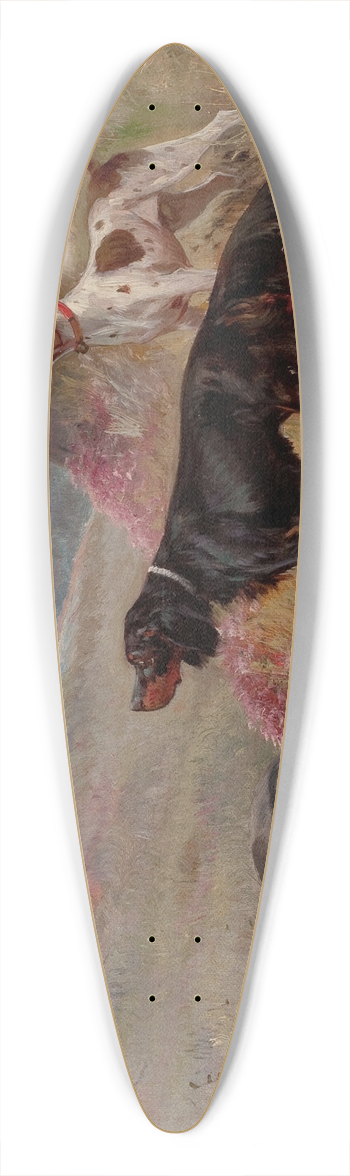 Eugene Petit - Landscape with Pointer and Setter 39.3 inch art pintail longboard deck