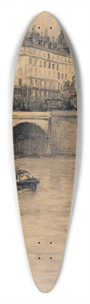 Eugne Bjot - Le pont Notre-Dame et la Tour Saint-Jacques. 39.3 inch art pintail longboard deck