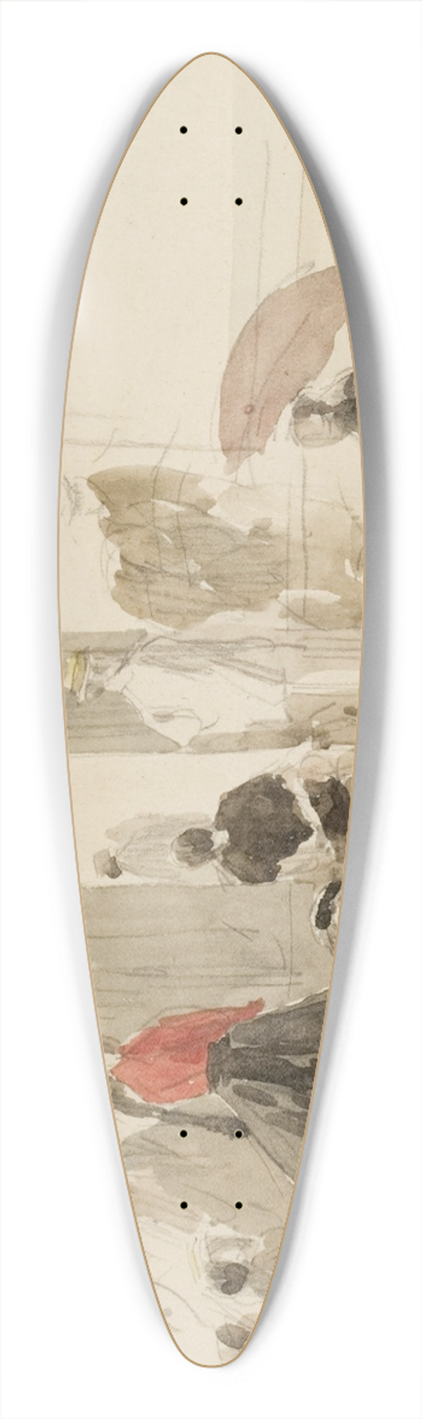 Eugne Boudin - Crinolines and Cabins 39.3 inch art pintail longboard deck