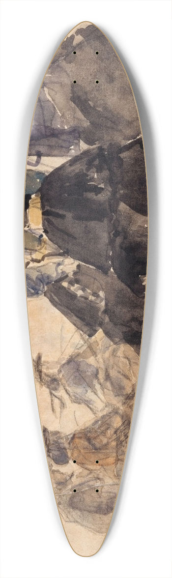 Eugne Boudin - Femme assise et divers personnages au bord de la mer 39.3 inch art pintail longboard deck