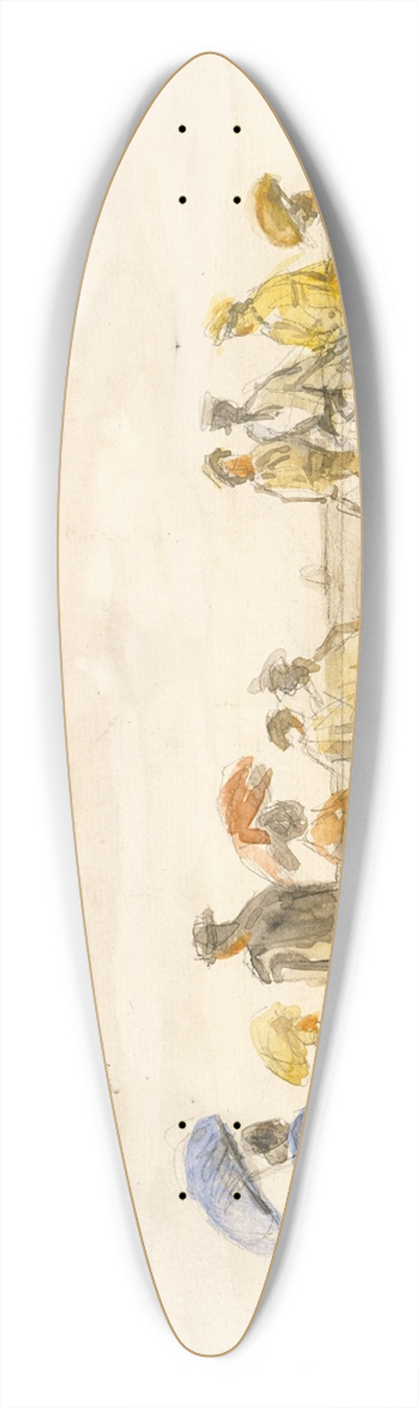 Eugne Boudin - Figures on the Beach at Trouville 39.3 inch art pintail longboard deck