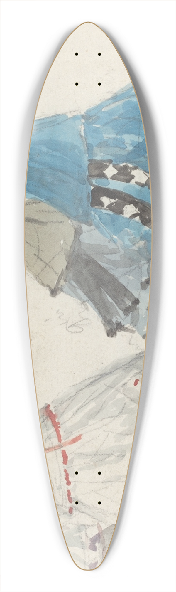 Eugne Boudin - Four Ladies in Crinolines Walking at Trouville 39.3 inch art pintail longboard deck