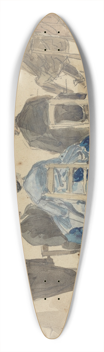 Eugne Boudin - Ladies and Gentlemen Seated on the Beach with a Dog 39.3 inch art pintail longboard deck