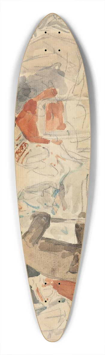 Eugne Boudin - Scne de plage 39.3 inch art pintail longboard deck