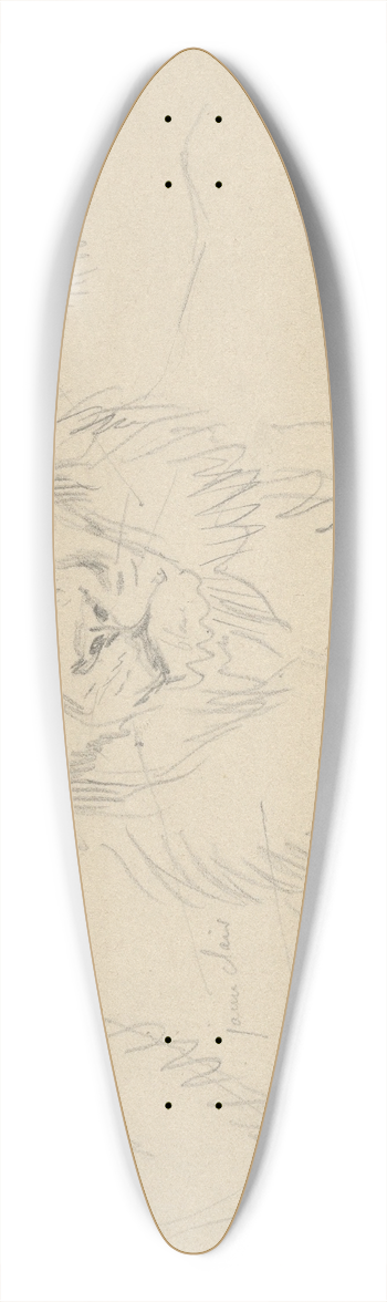Eugne Delacroix - A Lion, Full Face 39.3 inch art pintail longboard deck