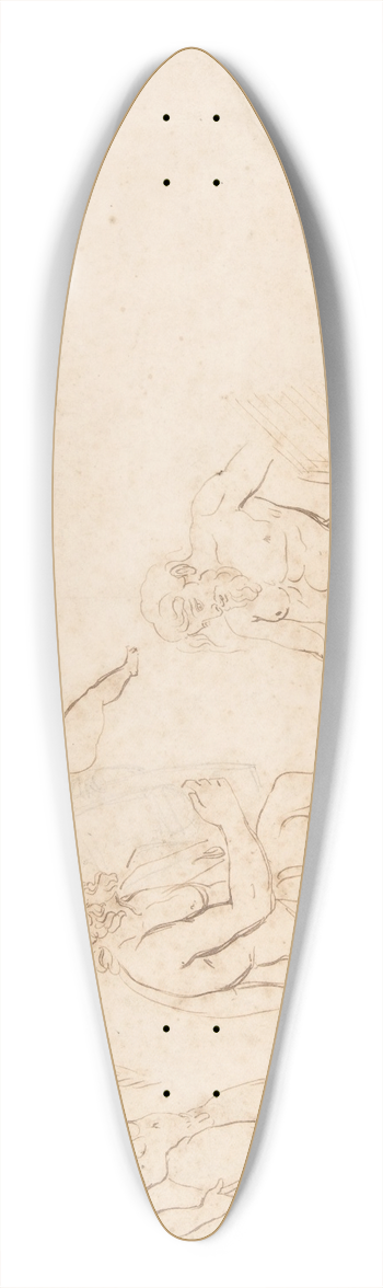 Eugne Delacroix - Standing nude athlete; seated man with a lyre; centaur; and seven putti (three with wings) 39.3 inch art pintail longboard deck