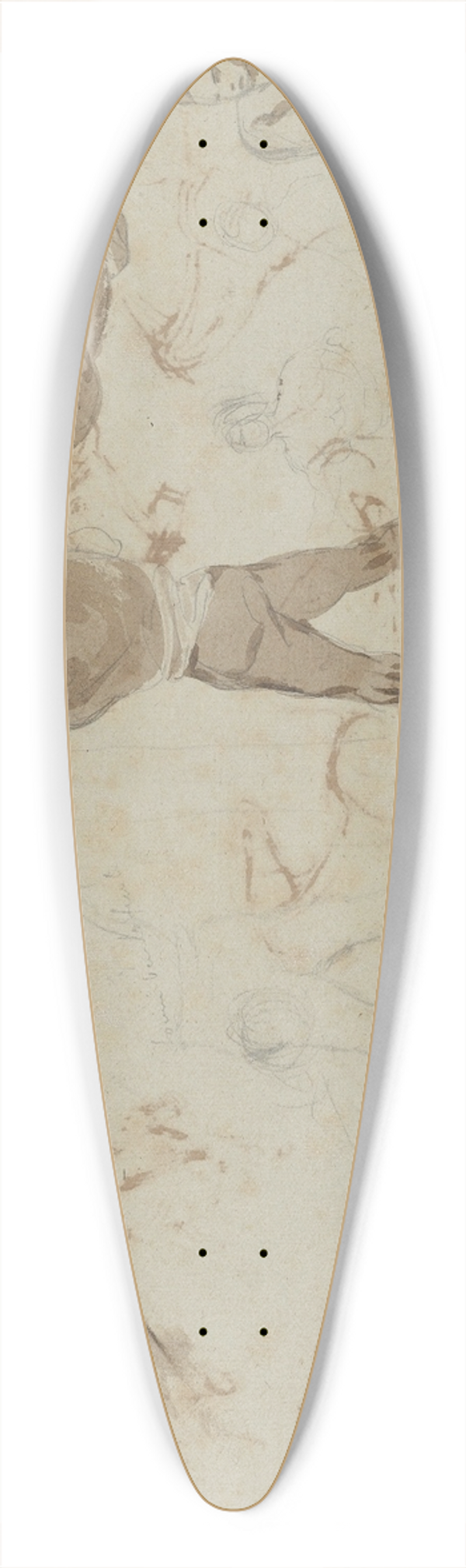 Eugne Delacroix - Studies of Heads and Figures 39.3 inch art pintail longboard deck