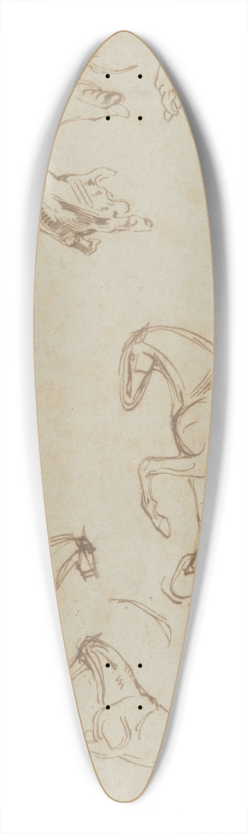 Eugne Delacroix - Studies of Horses, Hands, and Feet 39.3 inch art pintail longboard deck