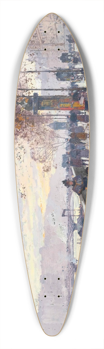 Eugne Galien-Laloue - Figures at the Quai de Louvre, Paris 39.3 inch art pintail longboard deck