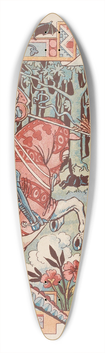 Eugne Grasset - Chevalier sur son cheval pointant sa lance contre un diablotin 39.3 inch art pintail longboard deck