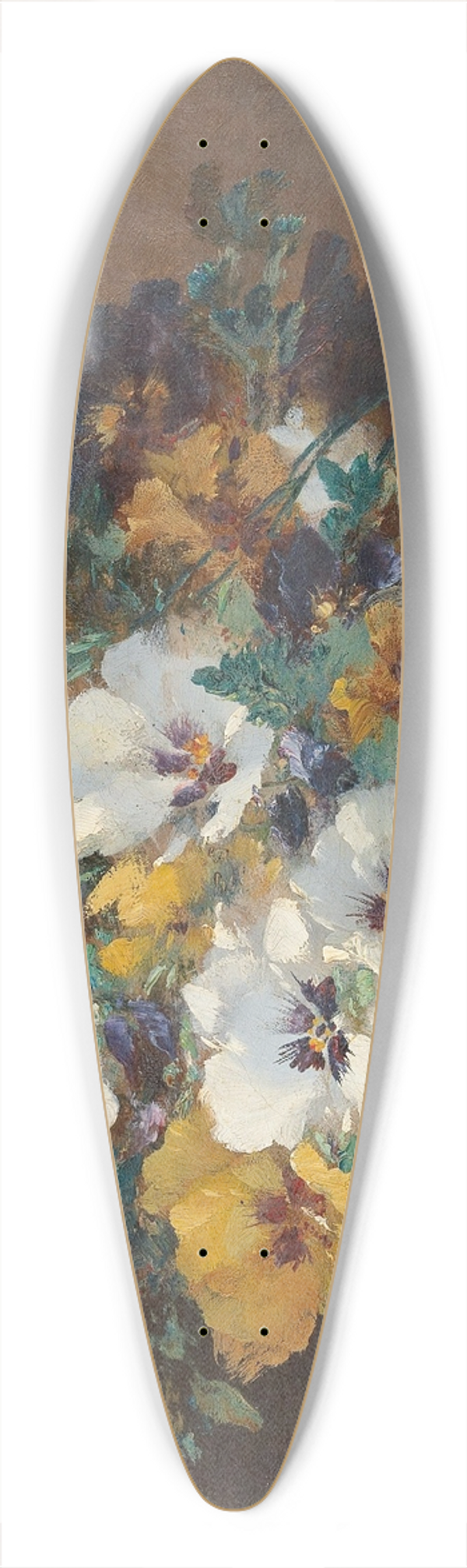 Eugne Henri Cauchois - Pansies 39.3 inch art pintail longboard deck