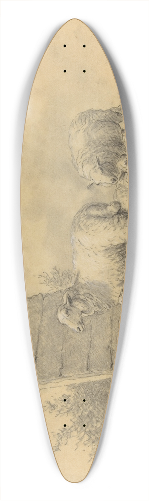 Eugne Joseph Verboeckhoven - Sheep in a Landscape 39.3 inch art pintail longboard deck
