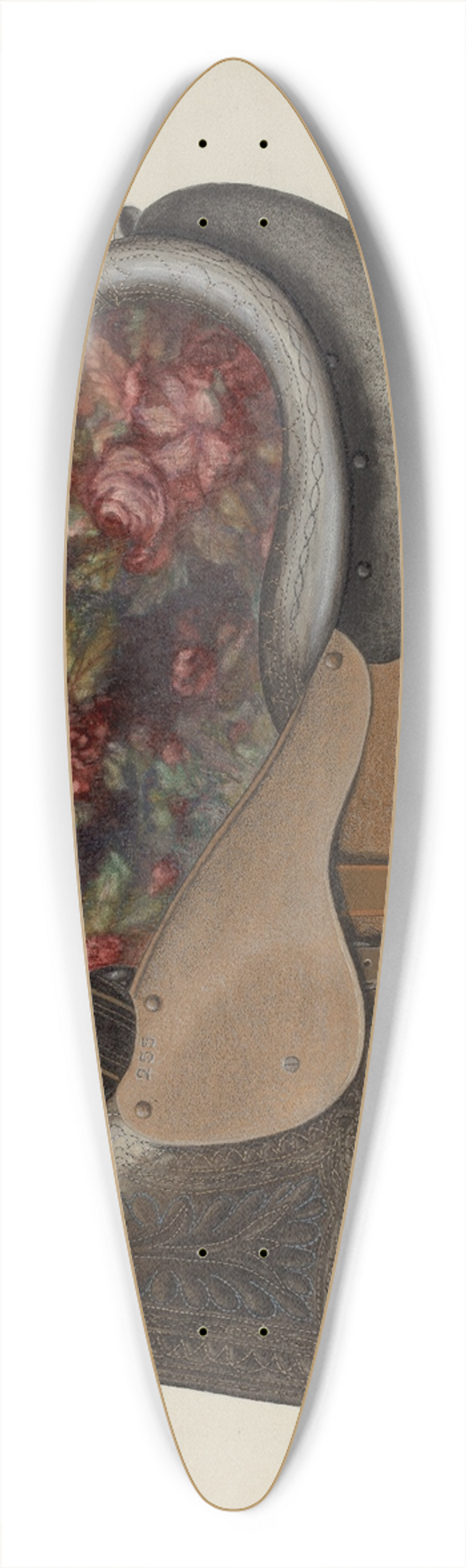 Eva Fox and Harry Mann Waddell - Side Saddle 39.3 inch art pintail longboard deck