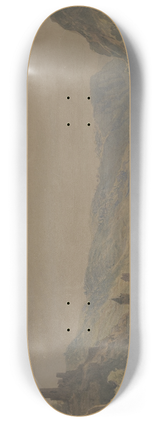 Carl Morgenstern - Ansicht von Sankt Goarshausen mit der Burg Maus, im Hintergrund der Loreleyfelsen 8.25 inch art skate deck