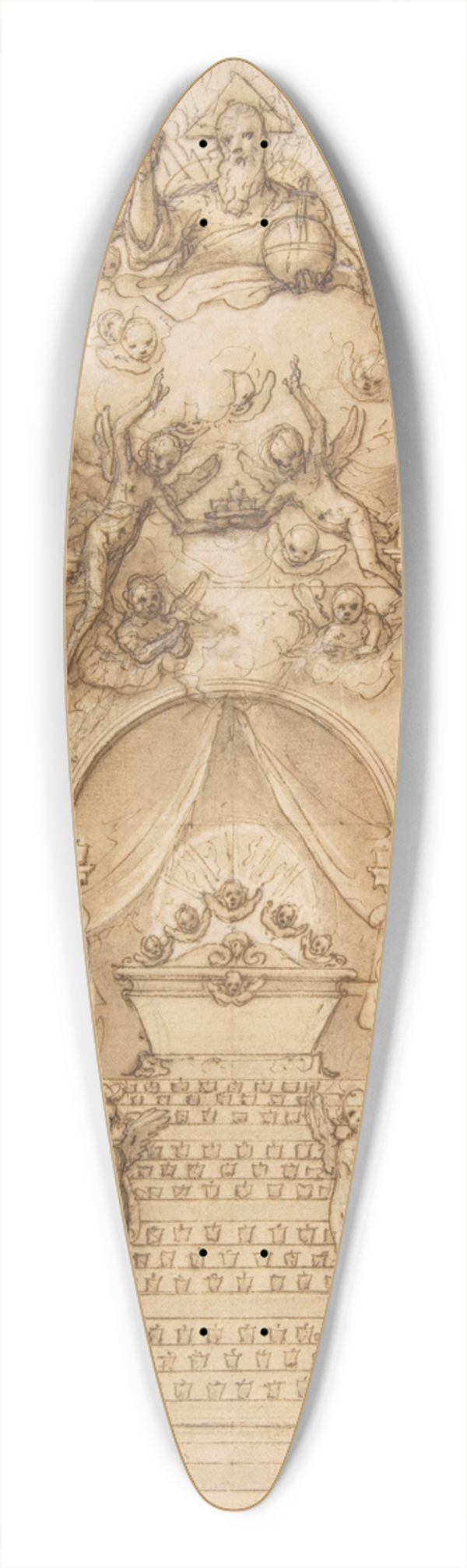 Federico Zuccaro - Design for a Quarantore Decoration 39.3 inch art pintail longboard deck