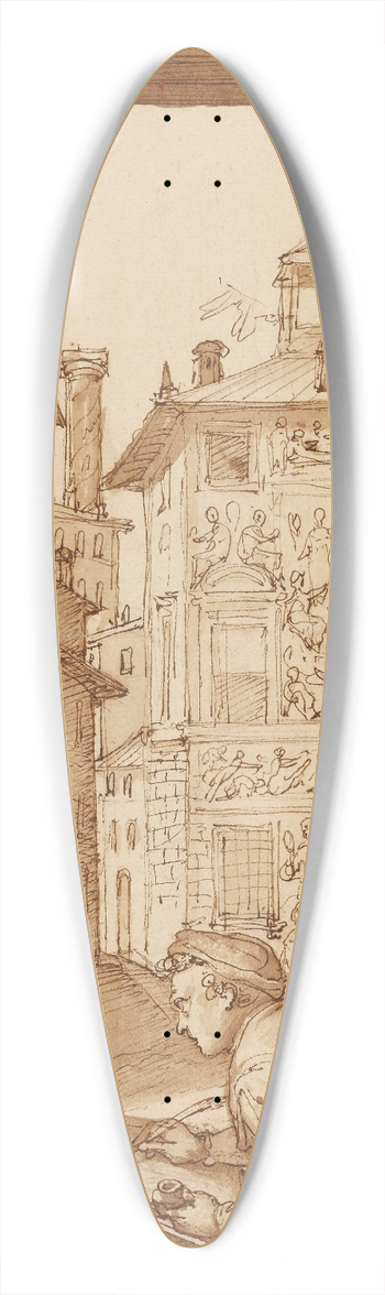 Federico Zuccaro - Taddeo Drawing after the Antique; In the Background Copying a Facade by Polidoro 39.3 inch art pintail longboard deck