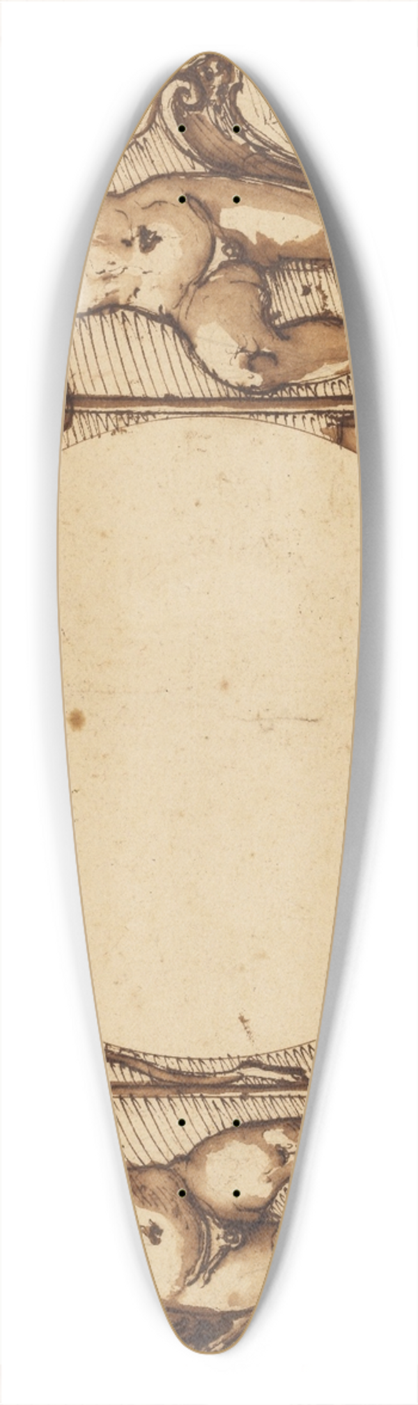 Federico Zuccaro - Two Child Angels, Symbolizing Patience and Industry 39.3 inch art pintail longboard deck