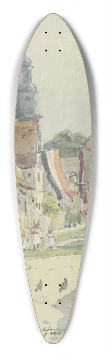 Ferdinand Balzer - Parish fair in Rockenhausen 39.3 inch art pintail longboard deck