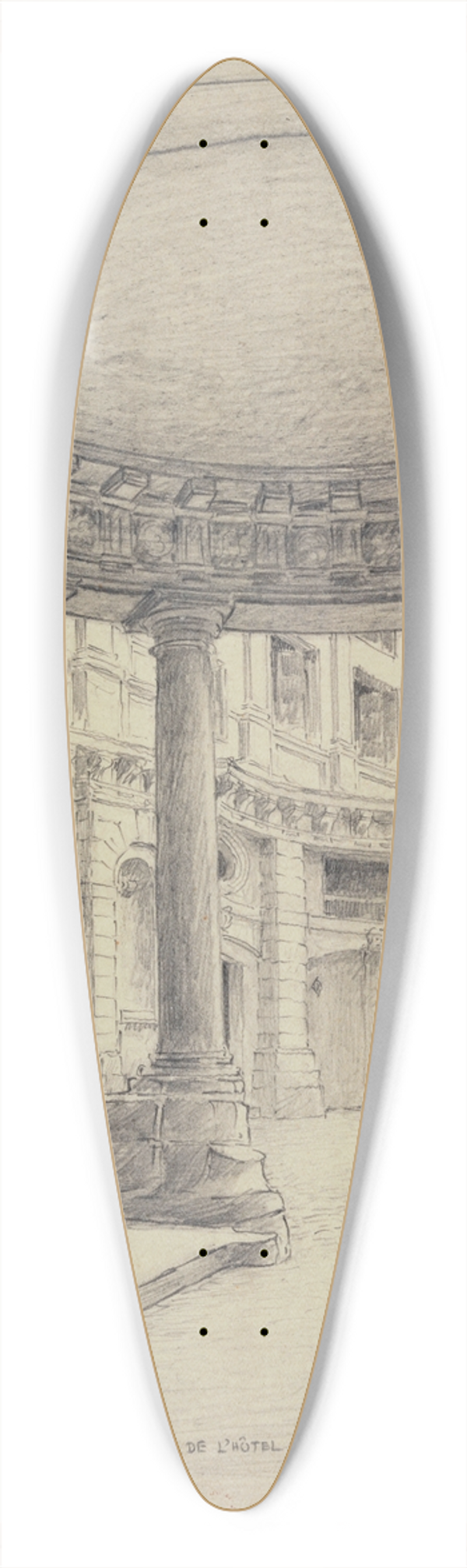 Ferdinand Boberg - Cour de lhtel de Beauvais 39.3 inch art pintail longboard deck