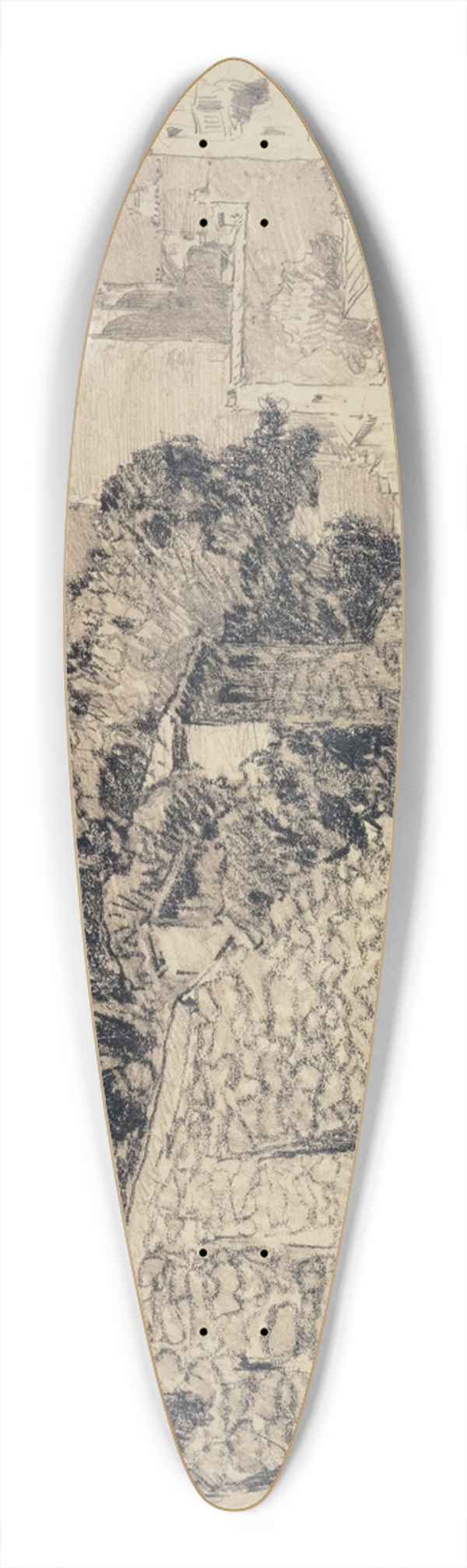 Ferdinand Boberg - Rue de lAbreuvoir et la rue des Saules 39.3 inch art pintail longboard deck