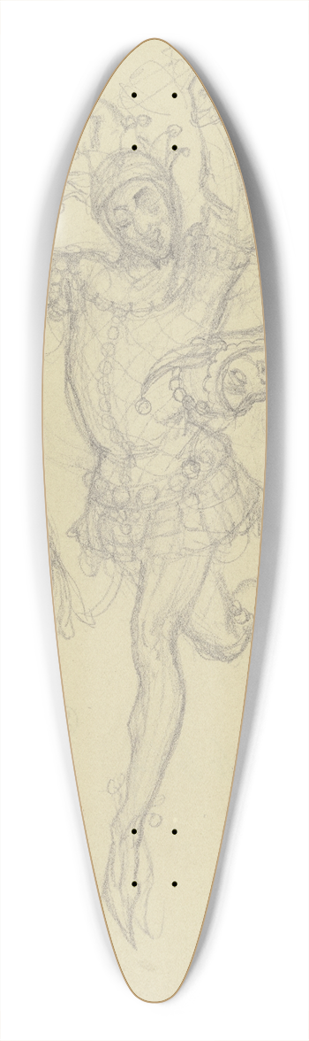 Ferdinand Fellner - Gruppe tanzender Harlequine 39.3 inch art pintail longboard deck