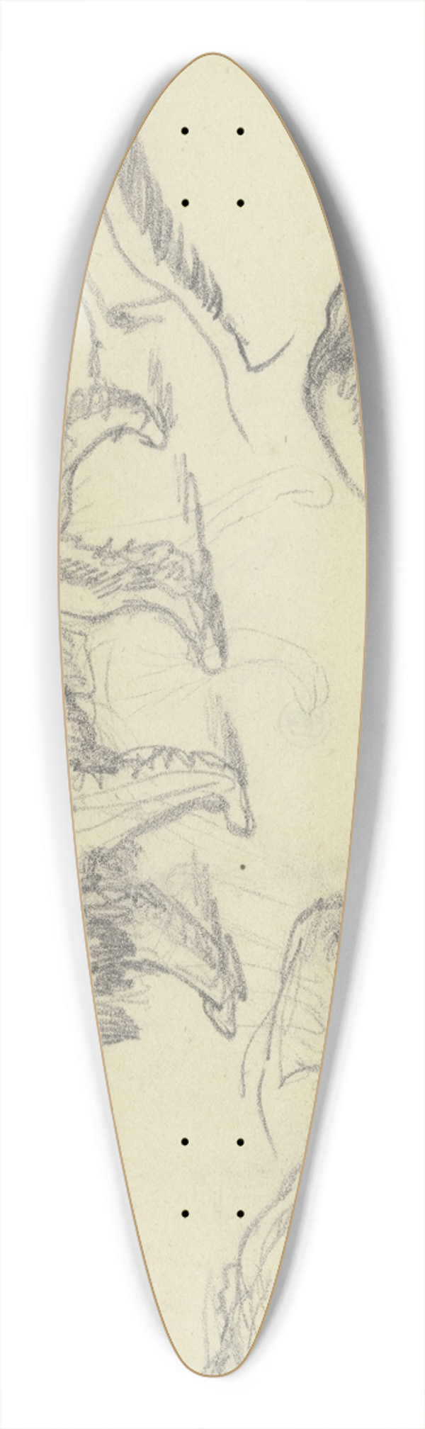 Ferdinand Fellner - Study sheet; Dogs 39.3 inch art pintail longboard deck