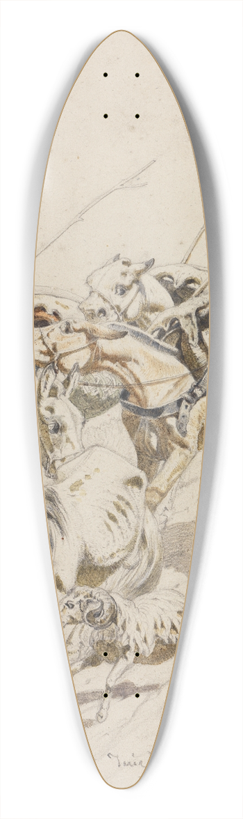 Ferdinand Keller - Bepackte Pferde an steilem Abhang 39.3 inch art pintail longboard deck