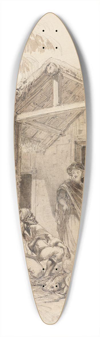 Ferdinand Keller - Eingeborenenhtte in Brasilien 39.3 inch art pintail longboard deck