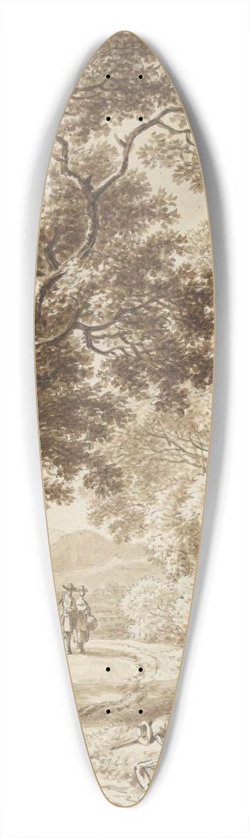 Ferdinand Kobell - A Path Bordered by Trees with two Beggars and a Couple Strolling 39.3 inch art pintail longboard deck