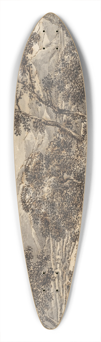 Ferdinand Kobell - Southern Landscape with Resting Wayfarers at a River 39.3 inch art pintail longboard deck