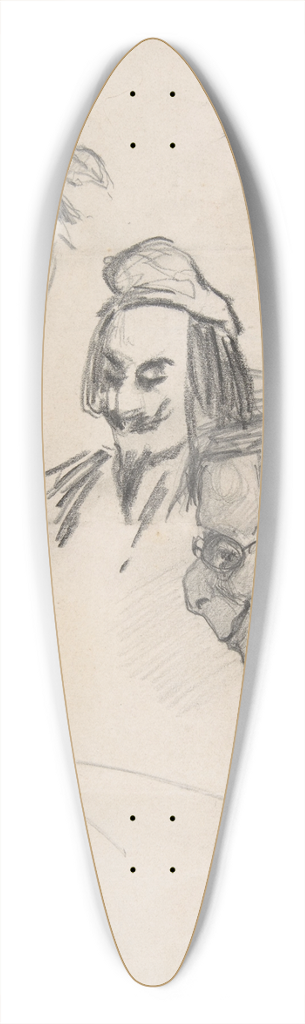 Flicien Rops - Sketches of Six Heads in Profile 39.3 inch art pintail longboard deck