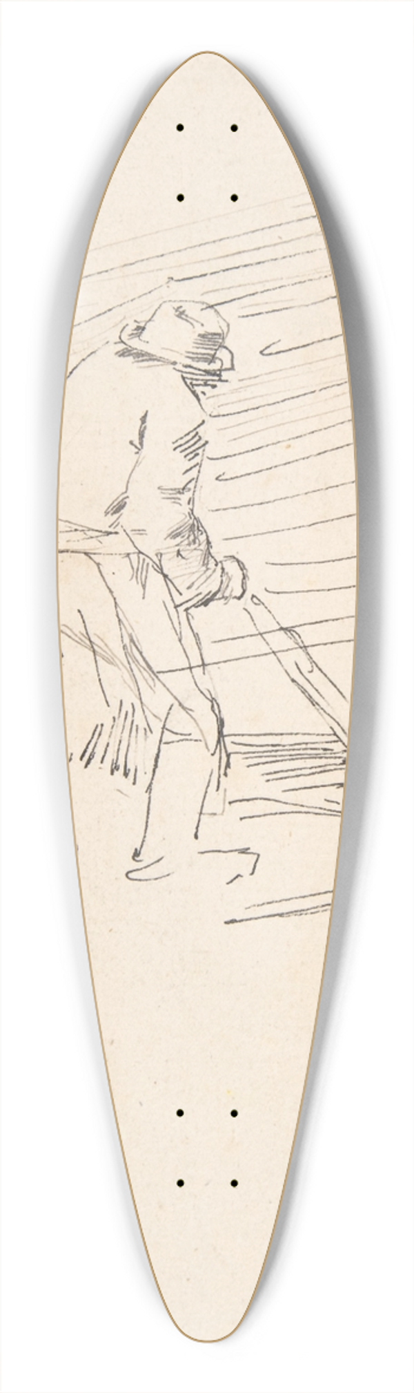 Flicien Rops - Study of a man pushing a plow 39.3 inch art pintail longboard deck