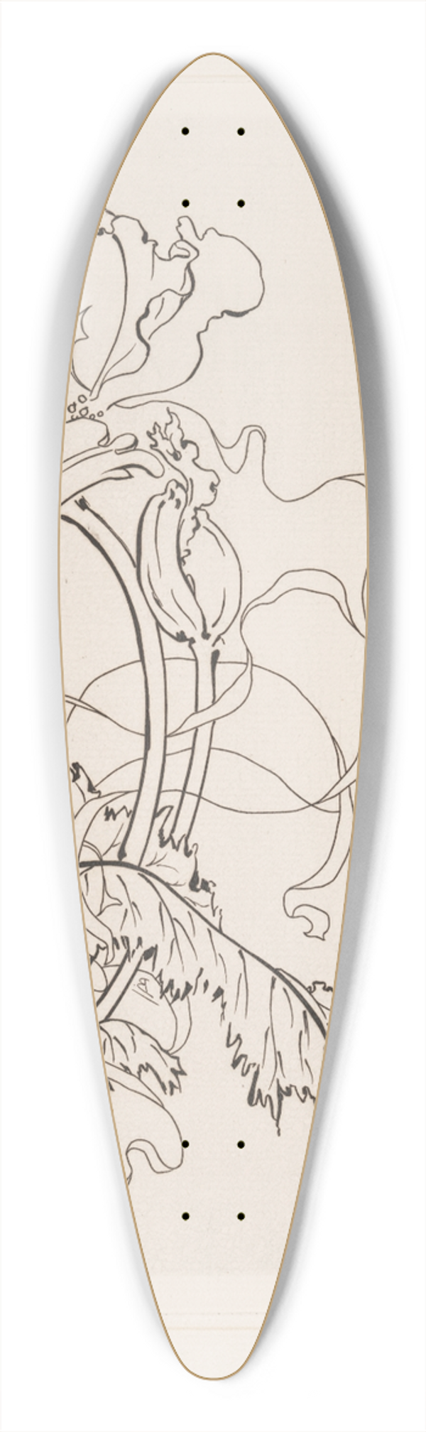 Flix Bracquemond - Assiette (coquelicot). 39.3 inch art pintail longboard deck