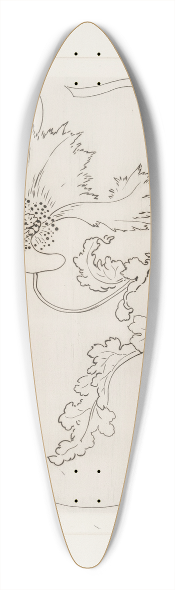 Flix Bracquemond - Plat rond (pavot). 39.3 inch art pintail longboard deck