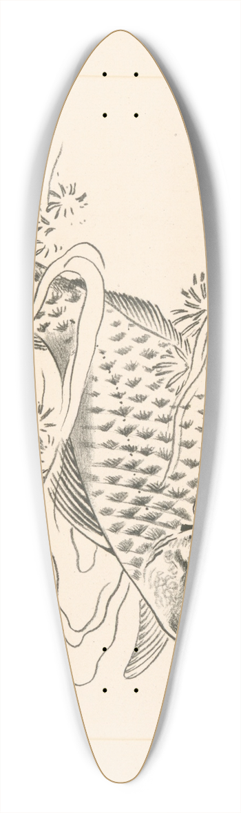 Flix Bracquemond - Poisson dans une vague. 39.3 inch art pintail longboard deck