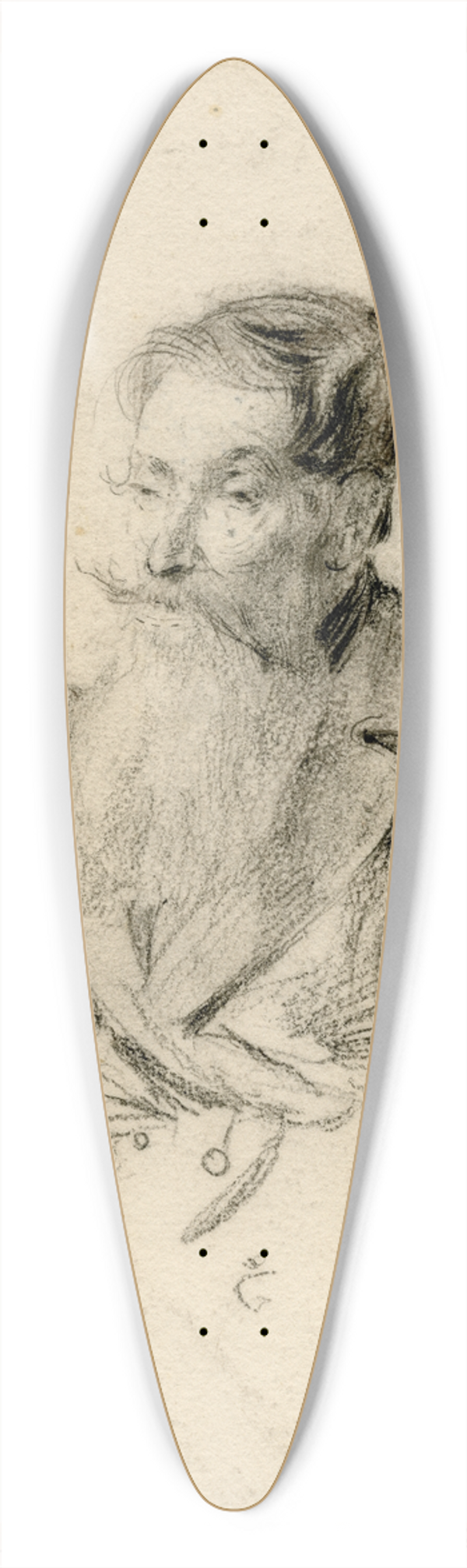 Floris Verster - Portrait of a man with a beard 39.3 inch art pintail longboard deck