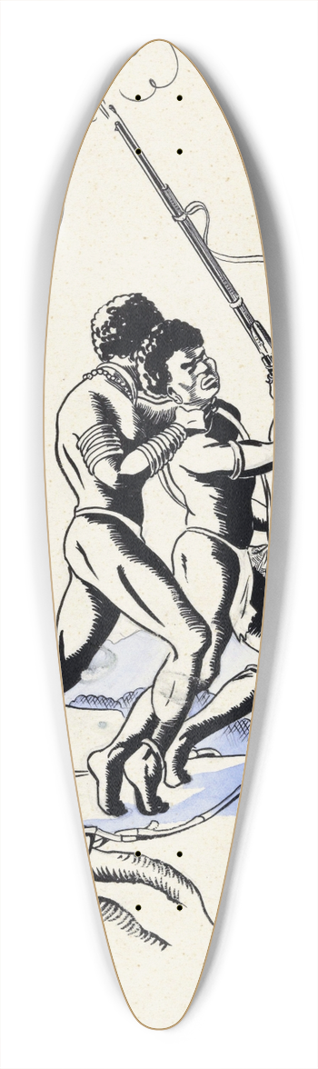 F. Ockerse - Man wurgt een jager met vuurwapen 39.3 inch art pintail longboard deck