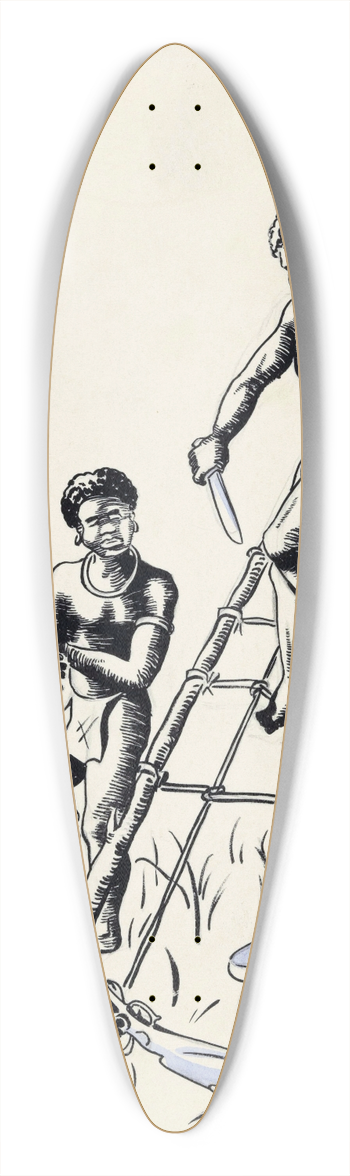 F. Ockerse - Nieuw-Guineese jager daalt af van een gevlochten ladder 39.3 inch art pintail longboard deck
