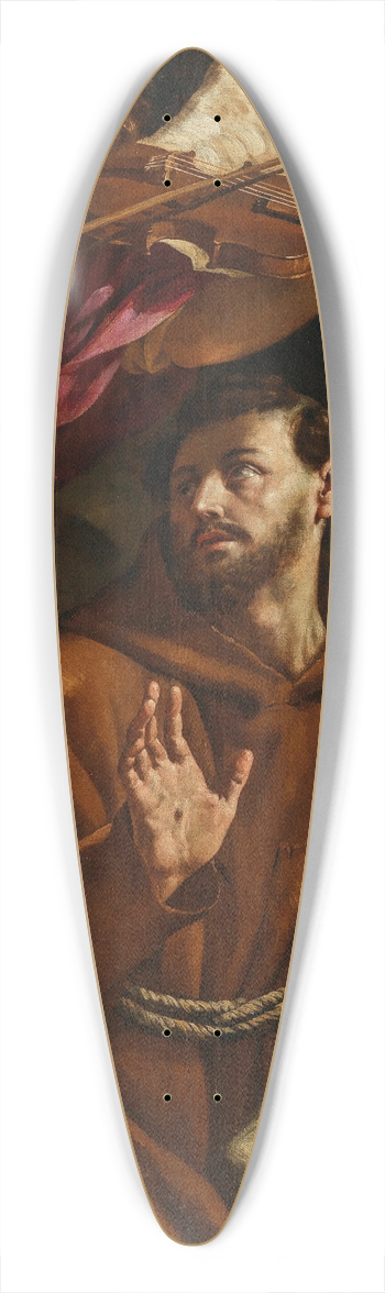 Francesco Cozza - Saint Francis being comforted by an Angel 39.3 inch art pintail longboard deck