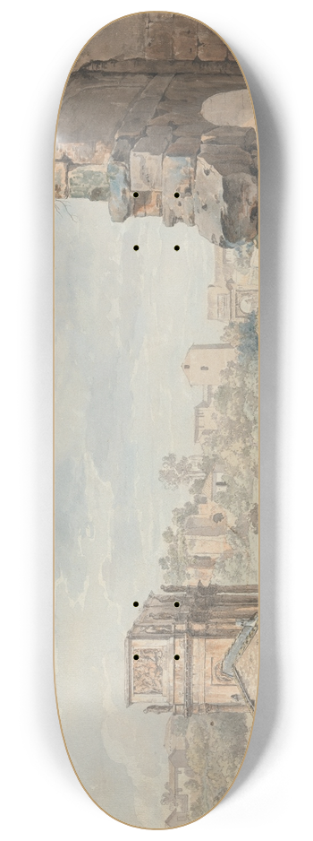 Carlo Labruzzi - Part of the Colosseum with the Arch of Constantine and Arch of Titus in the Distance, Rome 8.25 inch art skate deck