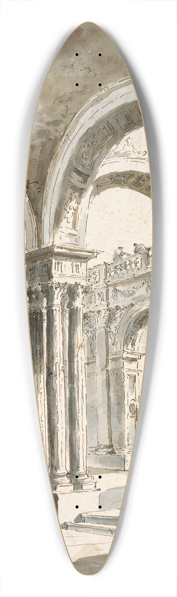 Francesco Guardi - A Colonnade, Partly Ruined, with Figures 39.3 inch art pintail longboard deck