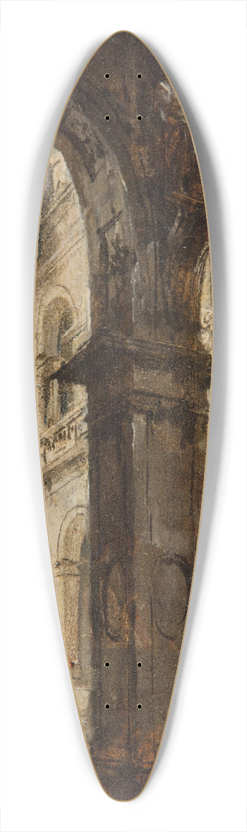Francesco Guardi - An architectural capriccio 39.3 inch art pintail longboard deck