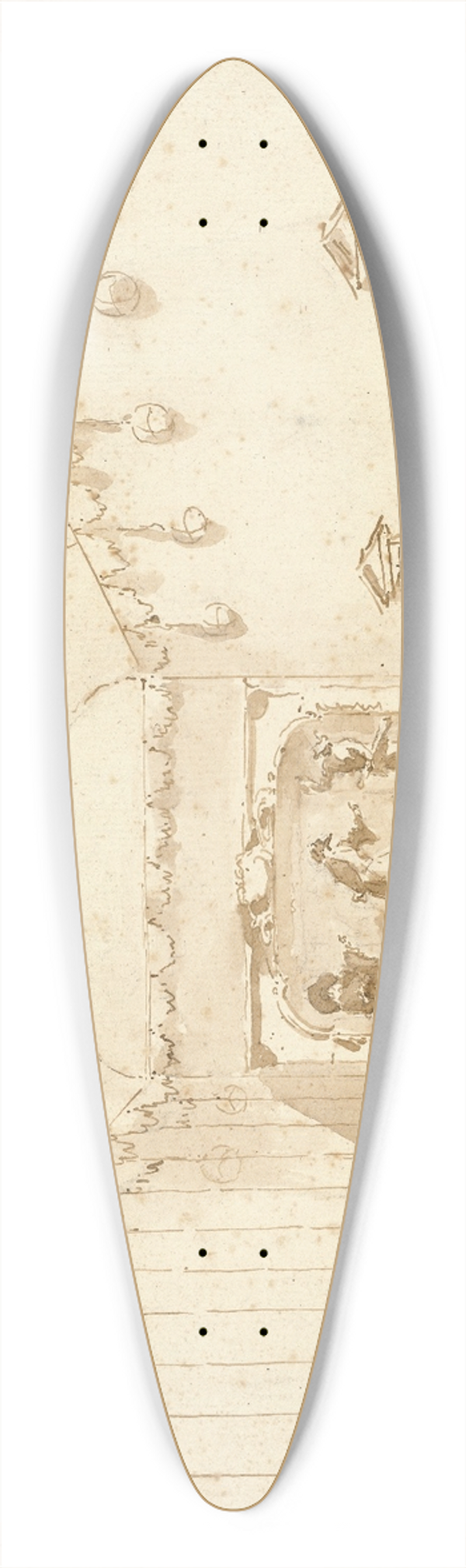 Francesco Guardi - A Theatrical Performance 39.3 inch art pintail longboard deck