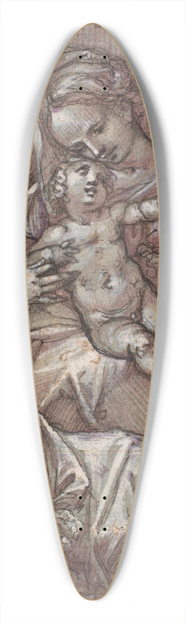 Francesco Rustici - The Virgin Mary and the Child Jesus with John the Baptist as a boy, Bernardino of Siena, Kathrine of Siena, the archangel Michael and a bearded saint 39.3 inch art pintail longboard deck Francesco Rustici - The Virgin Mary and the Child Jesus with John the Baptist as a boy, Bernardino of Siena, Kathrine of Siena, the archangel Michael and a bearded saint 39.3 inch art pintail longboard deck